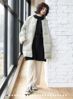 E hyphen world gallery 中綿ノーカラーロングコートのサムネイル