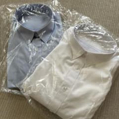 【新品未使用】ワイシャツ 7分袖 白 青 2枚セット 事務服 オフィス 制服のサムネイル