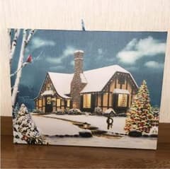 クリスマス ☆絵画☆ 家 光りますのサムネイル