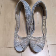 BENEDETTA シルバー レース オープントゥ パンプスのサムネイル