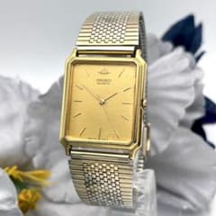 稼働】SEIKO Qz メンズ スクエア ゴールド クォーツ タンク 新品電池 