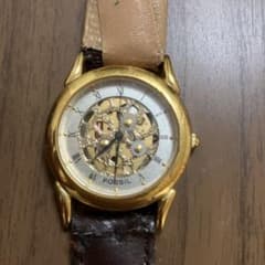 【ジャンク品】FOSSIL スケルトン文字盤 メンズ腕時計 ダークブラウンのサムネイル