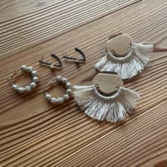 ピアス 3点セット タッセル パール調のサムネイル
