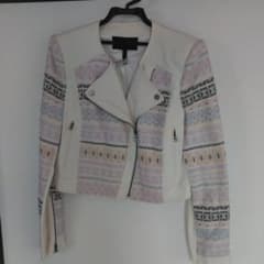 ホワイト パステルカラー ライダースジャケット