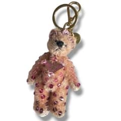 美品 PRADA プラダ キーホルダー チャーム ベア ロゴプレート ビーズ
