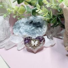 癒しのオルゴナイト❤️アメジスト＋ピンクオパールのハート型