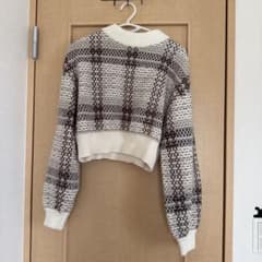 One way チェック柄 クロップドニットセーターのサムネイル