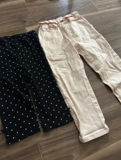 キッズ パンツ 100 2本セット ブランシェス ピンク ドット レギンス 黒