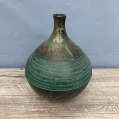 D-壁 三枝惣太郎作 鋳銅製 花瓶 花器 三枝惣太郎 彫刻家 鋳銅 銅製