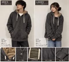 FADED GLORY 裏ボア ジップパーカー XL グレー 防寒 メンズのサムネイル