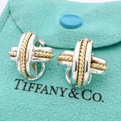 極美品 オールドティファニー シグネチャー コンビ イヤリング