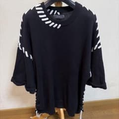 ハンドステッチ 半袖サイドレースニット　Sのサムネイル