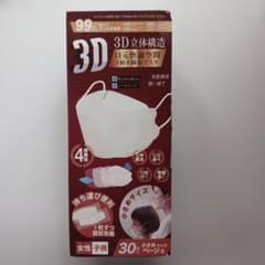 3D立体構造 4層不織布マスク 小さめサイズ ベージュ 29枚のサムネイル