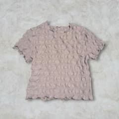 GU ポコポコトップス ホワイト シャーリング Y2K S　クロップド丈 古着のサムネイル