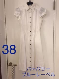バーバリー ブルーレーベル 38 白 ひざ丈 シャツワンピのサムネイル