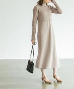 [新品タグ付]★Noble カラーブロックニットワンピースのサムネイル