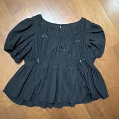 リボン装飾 ギャザー 半袖ブラウス　sheinのサムネイル
