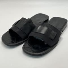 GUCCI グッチ GGエンボス レザー×キャンバスサンダル ブラック 42.5