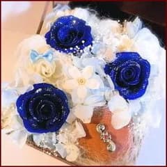 オルゴール プリザーブドフラワー青いバラブルーローズGReeeeN愛唄