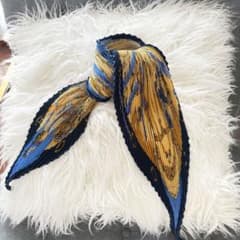 未使用】エルメス カレ90 プリーツ スカーフ 箱付き ネイビー HERMES