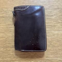 ダークブラウン レザー 二つ折り財布のサムネイル
