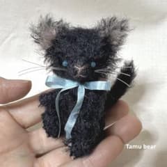 Tamu bear ミニチュア黒猫 テディベア ぬいぐるみ ハンドメイド 作家