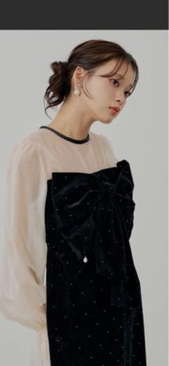 SALON by Chico】配色シアーリボンベロアワンピース/オケージョン