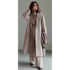 フレイアイディー ビッグラペル ウールコート ベージュ ツイード