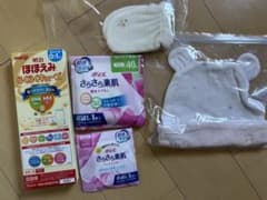 新生児 出産準備 ベビー帽子 ベビーミトン セット おまけつきのサムネイル