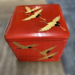 漆塗　重箱　三段重　鶴柄