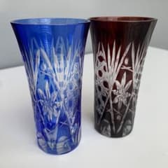 ナ*ミ様 江戸切子　青系　赤系　グラス　2個セット