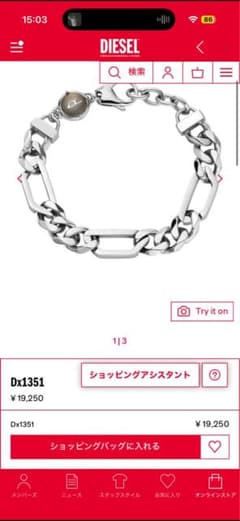 DIESEL DX1351 シルバー ブレスレット - メルカリ