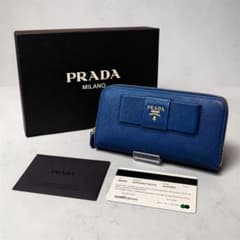美品】PRADA フィオッコ サフィアーノ ラウンドファスナー長財布