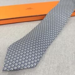 極美品 HERMES エルメス シルク100 総柄 ネクタイ グレー - メルカリ