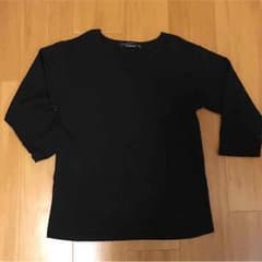 メンズ ブラック 七分袖 無地 Tシャツのサムネイル