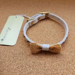 WOW あとむ工房 犬用首輪 23cm ホワイト ゴールドのサムネイル