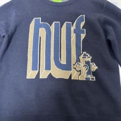 HUF ロゴ入りニットセーター M ネイビー/ベージュのサムネイル