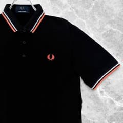 美品 FRED PERRY フレッドペリー ブラック オレンジ ポロシャツ 半袖 極美品✨】 フレッドペリー 半袖 ポロシャツ ブラック オレンジライン