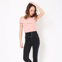 ウエストスピンドル ハイウエストパンツ ブラックのサムネイル