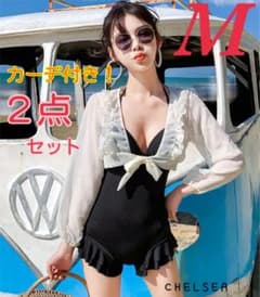 レディース 水着 シアーカーデ 付き ワンピース 水着 M 体型カバーのサムネイル