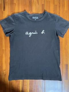 値下げ agnes b. ロゴTシャツ ブラック サイズ2のサムネイル