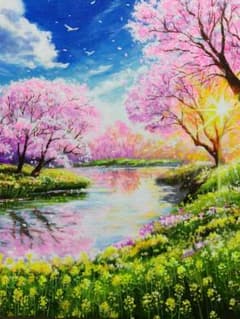 春の到来・桜】アクリル画 F3 風景画 絵画 原画 - メルカリ