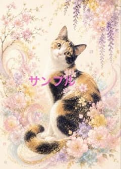 一作限り】桜と藤花の三毛猫 春 三毛猫 金彩開運猫アート H344 - メルカリ