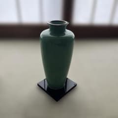 七宝焼 花瓶 翡翠色 銀縁 フラワーベース - メルカリ