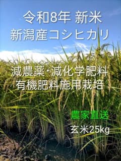 農家直送令和8年新米新潟産コシヒカリ玄米25kg(袋込)のサムネイル