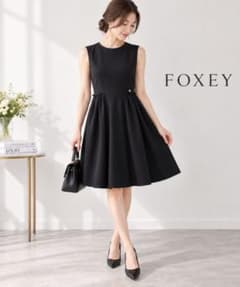 FOXEY フォクシー ノースリーブ ワンピース ブラック フレア フリル