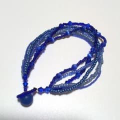 ハンドメイド ビーズ スワロフスキー ブレスレット ブルー系