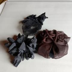 シニヨンカバー ヘアクリップ、リボンシュシュ 3点セットのサムネイル