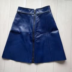 DIESELディーゼル フェイクレザースカートブルー サイズ25フロント