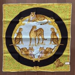 미사용 VERSACE 손수건 워터마크 표범 호랑이 치타 베르사체